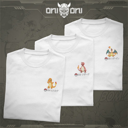 Pack 3 Playeras Charmander Charmeleon Charizard DPK