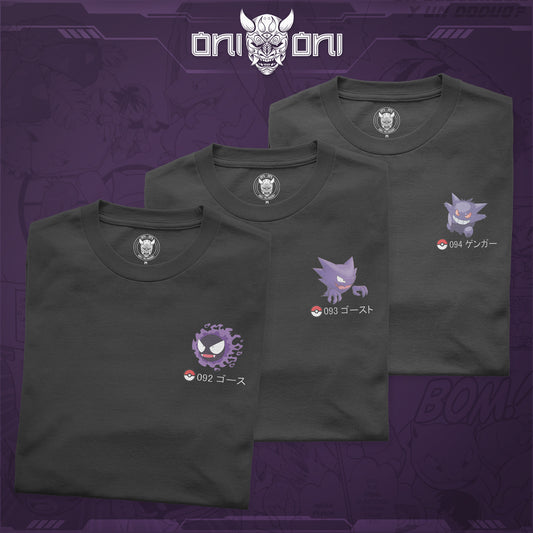 Pack de 3 Playeras Gastly Haunter Gengar DPK