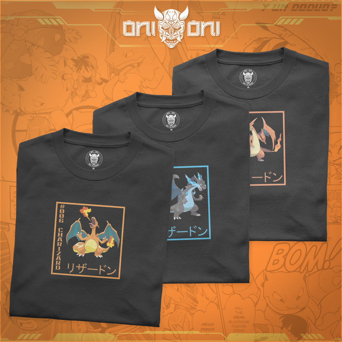 Pack 3 Playeras Charizard X Y ND