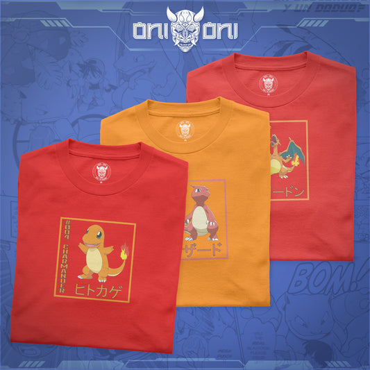 Pack 3 Playeras Charmander Charmeleon Charizard ND