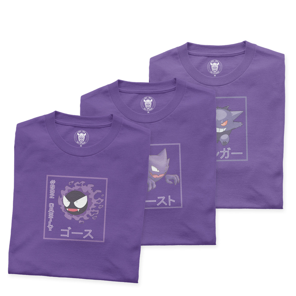 Pack de 3 Playeras Gastly Haunter Gengar Diseño Cuadro