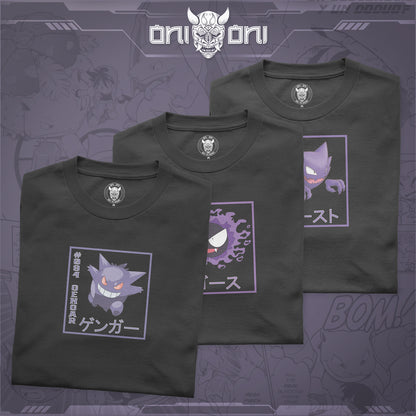 Pack de 3 Playeras Gastly Haunter Gengar Diseño Cuadro