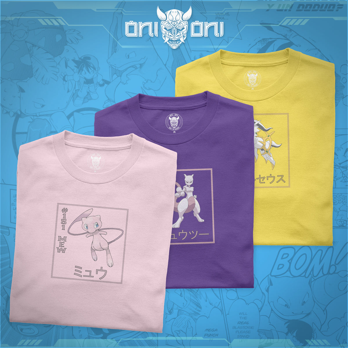 Pack 3 Playeras Mew Mewtwo Arceus ND