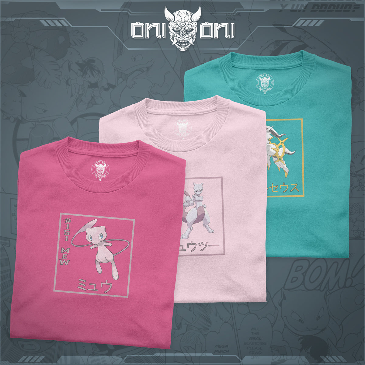 Pack 3 Playeras Mew Mewtwo Arceus ND