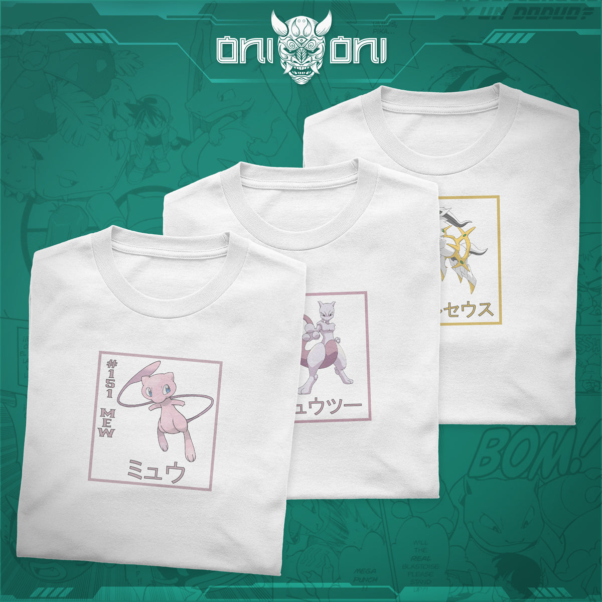 Pack 3 Playeras Mew Mewtwo Arceus ND