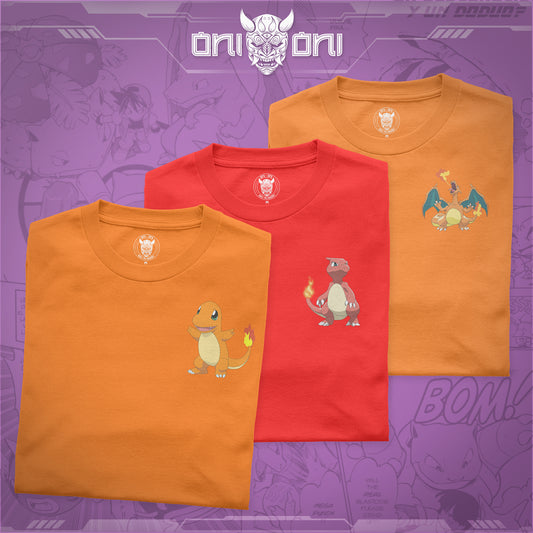 Pack 3 Playeras Charmander Charmeleon Charizard