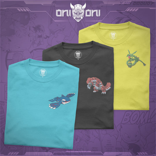 Pack de 3 Playeras Kyogre Groudon Rayquaza